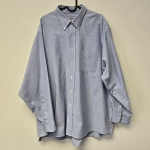 Van Heusen Casual Button Down Dress Shirt Long Sleeve Light Blue 18 1/2